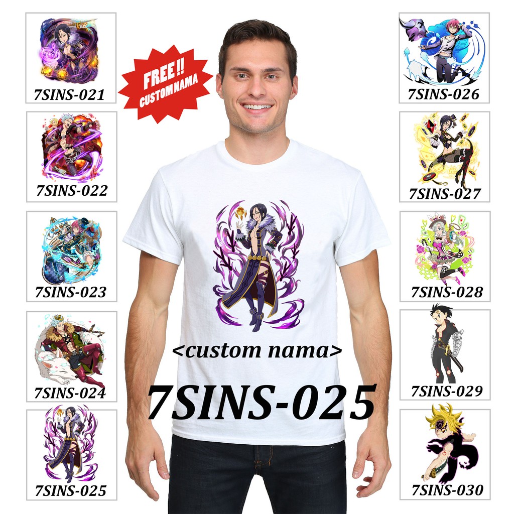 FREE CUSTOM NAMA!! Kaos Seven Deadly Sins / Nanatsu no Taizai