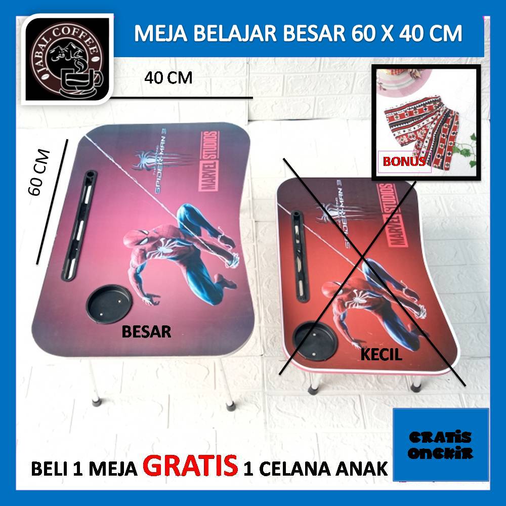 Meja Laptop Lipat Portable Gratis Celana Anak Ukuran 60 X 40 X 27 Cm / Meja Belajar Laptop Besar / Meja Belajar Lipat Karakter