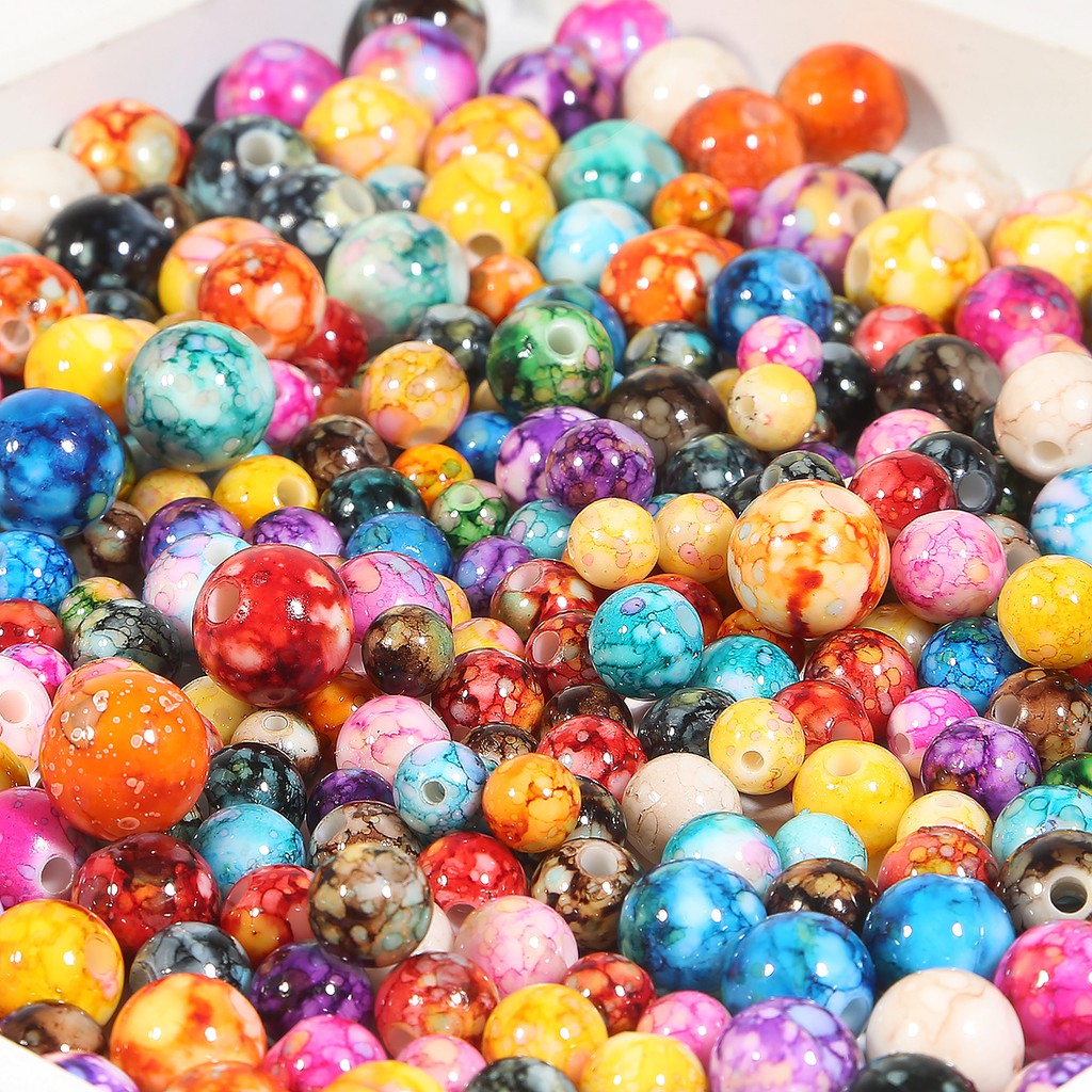 8/10/12/14 mm Round Acrylic Loose Spacing Beads DIY Craft Supplies Garment Sewing Beads Decoration Accessories