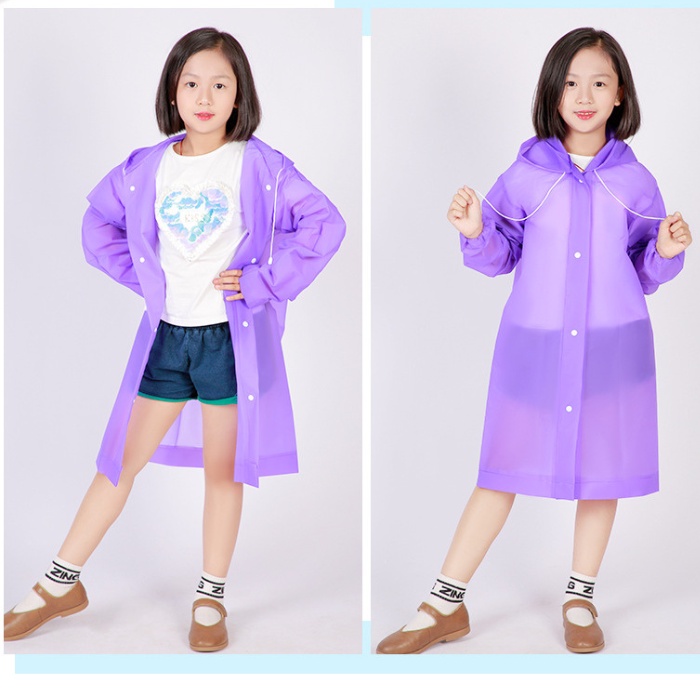 Jas Hujan Anak Perempuan Korea Mantel Polos Terusan Ponco Terbaru Raincoat Kids W1