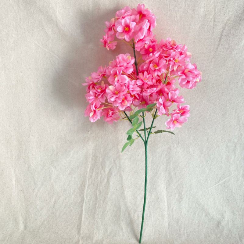 Bunga Cherry Blossom paris X3 (satuan) Bunga Artificial/Bunga Plastik/Bunga Dekorasi/Pernikahan-fushia