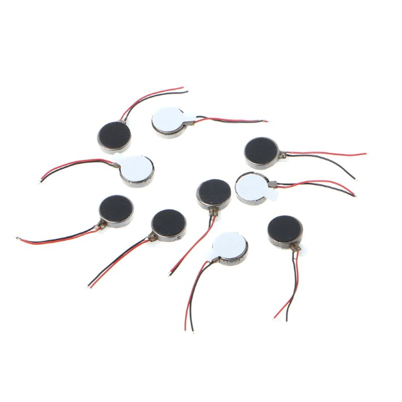 Vivi 10pcs / Set Motor Getar Mini Dc3V 10000rpm 1030 Tipe Tombol Flat Untuk Handphone / Tablet