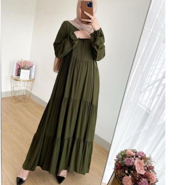 Gamis Syari Twill Polos Terbaru Rayon Kandel Super Premium Gamis Jumbo Busui Lengan Panjang Kerut Murah | Baju Muslim Wanita Kekinian 2022