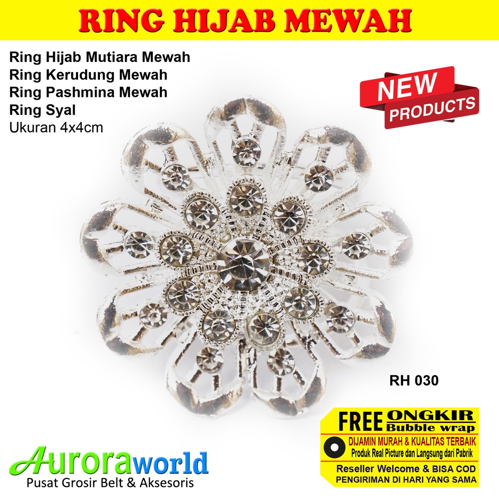 Auroraworld Ring Kerudung Ring Hijab Ring Syal Berlian Mutiara Mewah