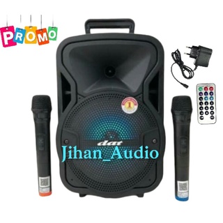 Speaker Bluetooth DAT 8 inch Portable Radio USB Aux Free 2 Mic Wireless Speaker Karaoke