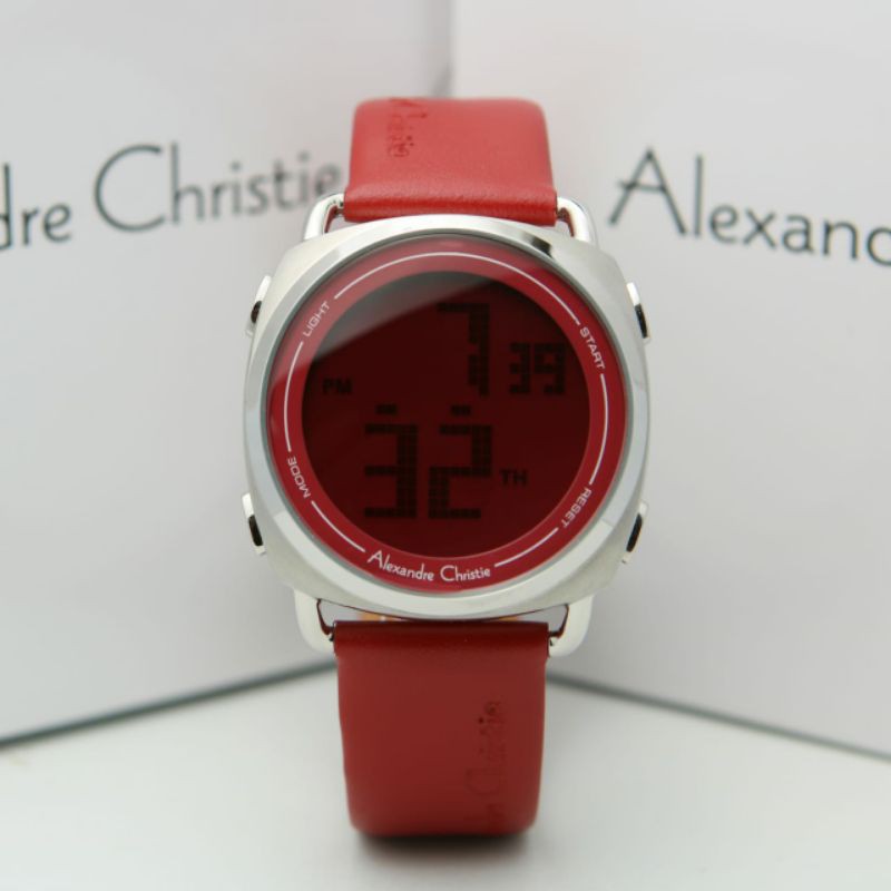 ALEXANDRE CHRISTIE AC 9333 SILVER RED DIGITAL. GARANSI RESMI 1TAHUN