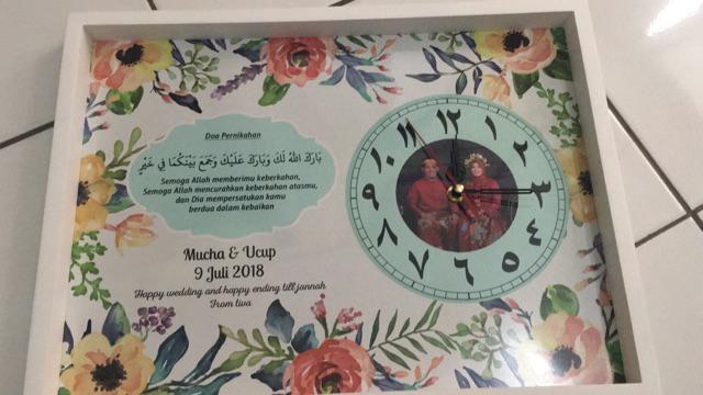 Hiasan Jam Dinding Kaligrafi Untuk Kado Pernikahan Shabbychic Tosca Bisa Custom Nama Dan Tanggal