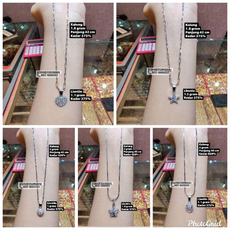 Kalung+Liontin Emas putih 375%