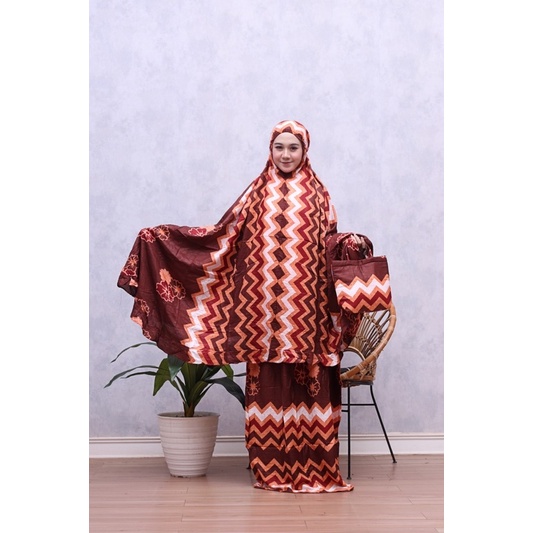 Mukena Dewasa Rayon Bali Rempel - Motif Brown Sugar