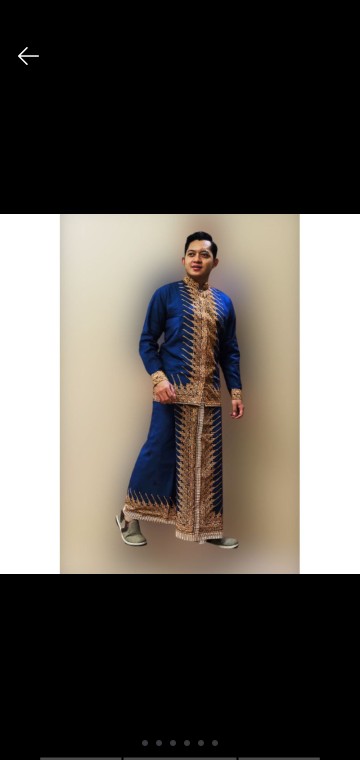 Batik Solo Pria Dewasa Sarung Setelan Baju Koko Podang Dongker