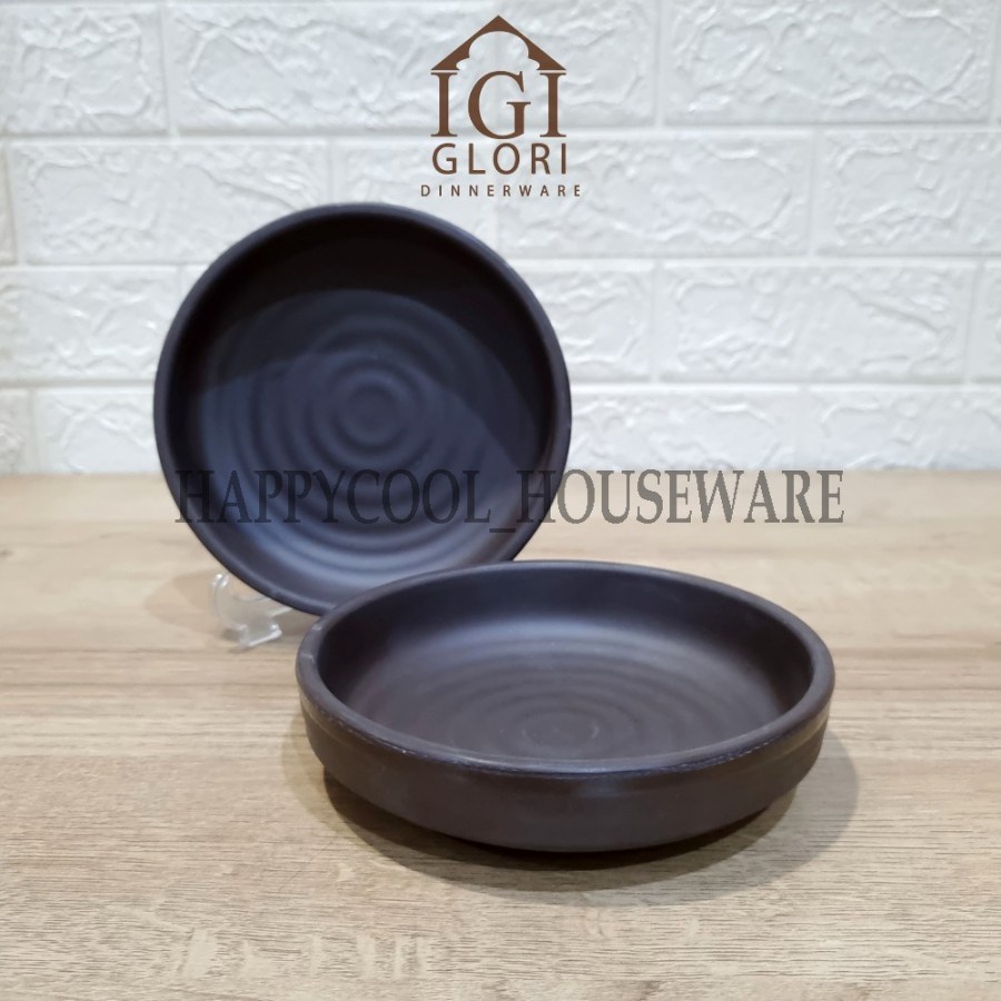 Glori Melamine Piring Dessert 6 inch Korean Jepang Banchan Kimchi Cake Plate G5306 - Hitam Melamin