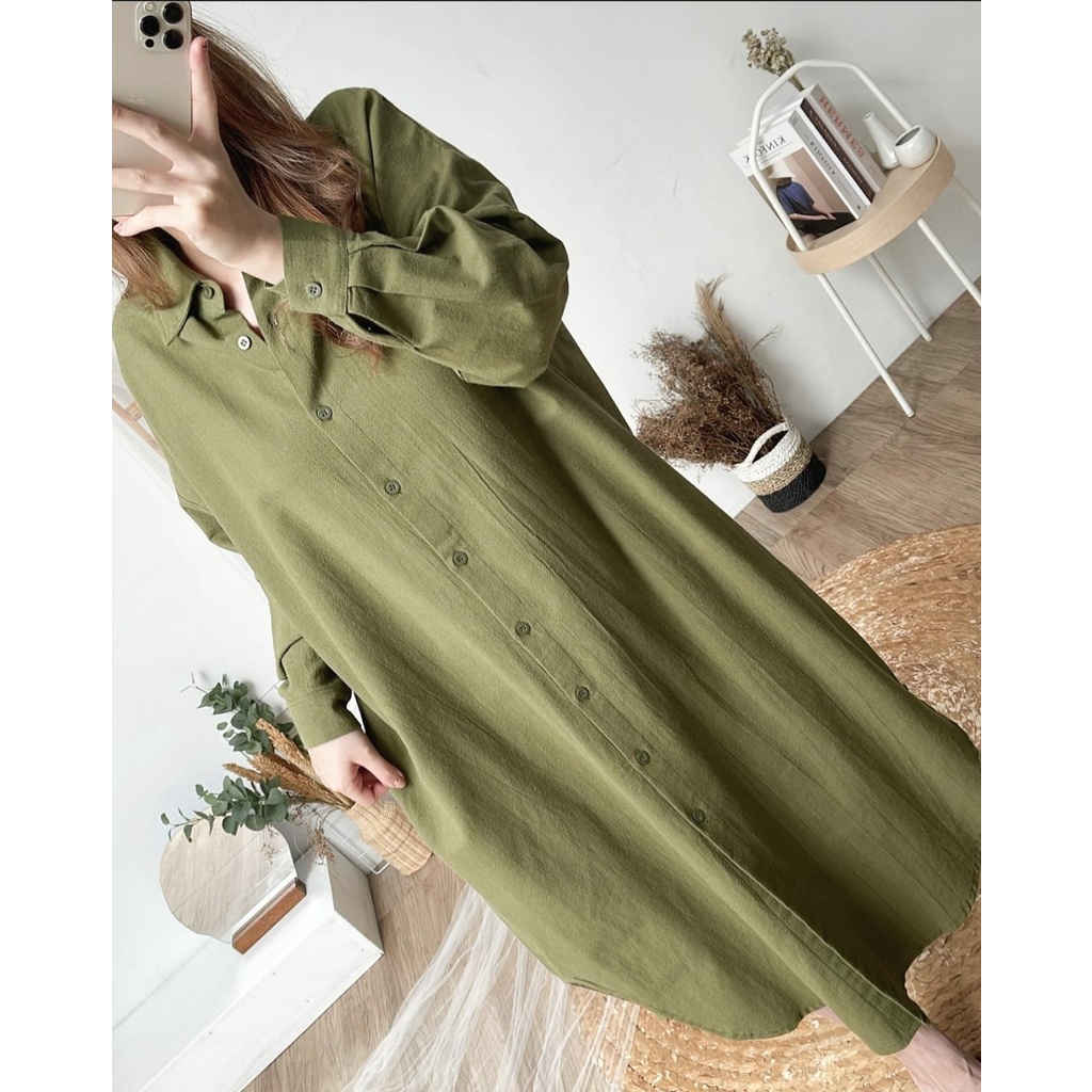 (MGA) TUNIK ARUMIKA FULL KANCING DAILY BUSUI WANITA TUNIK LINEN