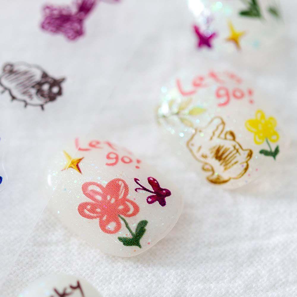 Agustina Nail Art Stiker Warna Jepang Decal Hewan Bebek Anjing DIY Nail Decals