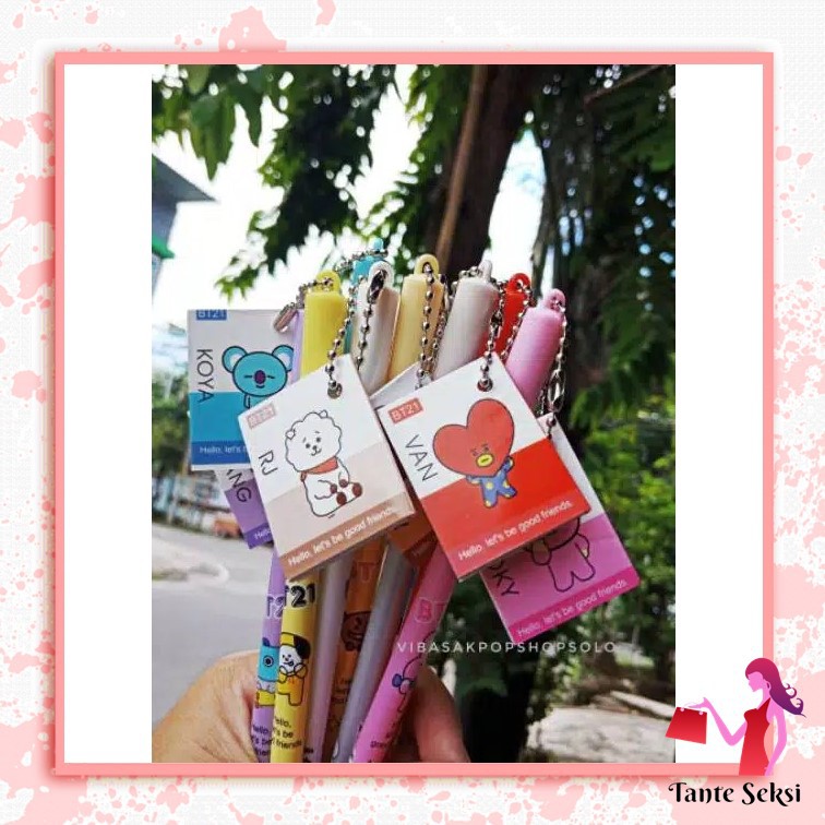 

Pulpen gel BT21 BTS gantungan Memo Motif Lucu BTS21 Pulpen Unik BT21