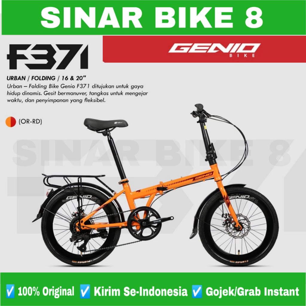 Sepeda Lipat Ukuran 16&quot; &amp; 20&quot; Inch GENIO F 371 Rem Cakram 7 Speed