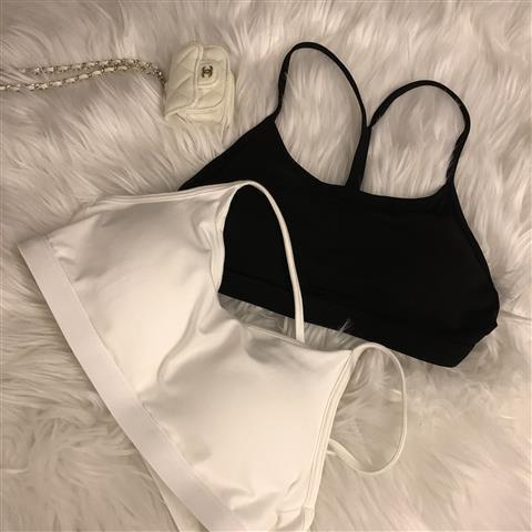 Suhao JMSHOP hot girl B mempersiapkan keinginan murni hitam di dalam dengan built-in chest pad all-match tipis halter neck pakaian kamisol