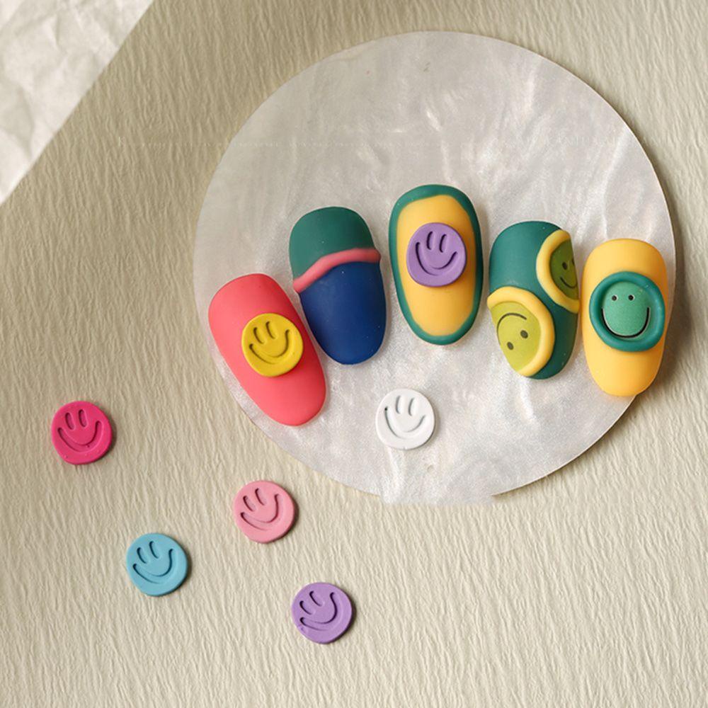 NEEDWAY Perhiasan Kuku Wajah Senyum Jepang Lucu Smiley Buttons Hiasan Kuku DIY