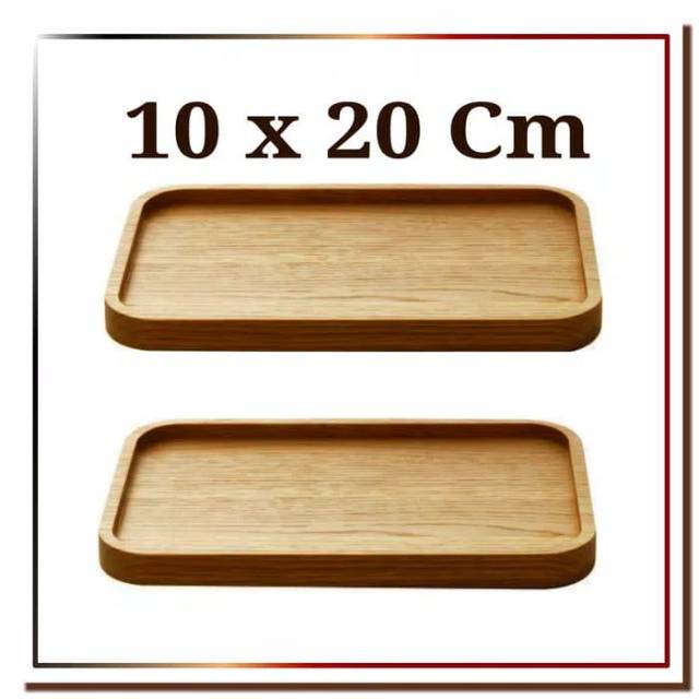 Wooden serving tray 10x20cm Wooden coaster tatakan piring kayu nampan