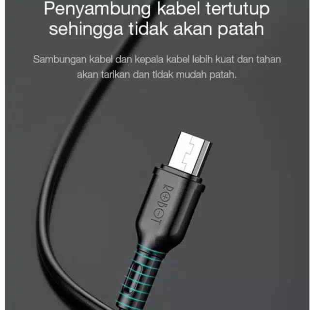 KABEL DATA MICRO USB ROBOT RBM100 COLORFULL ORIGINAL