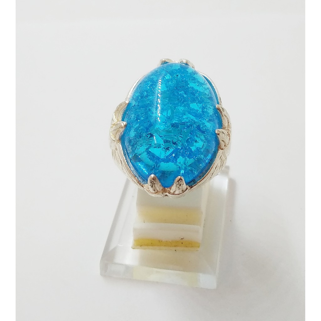 cincin batu akik percah seribu warna biru