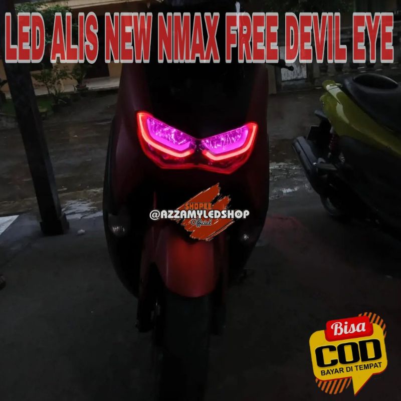 Paket lampu motor DRL alis lampu alis NEW NMAX Yamaha nmax free demon eye devil eye kualitas grade A super terang