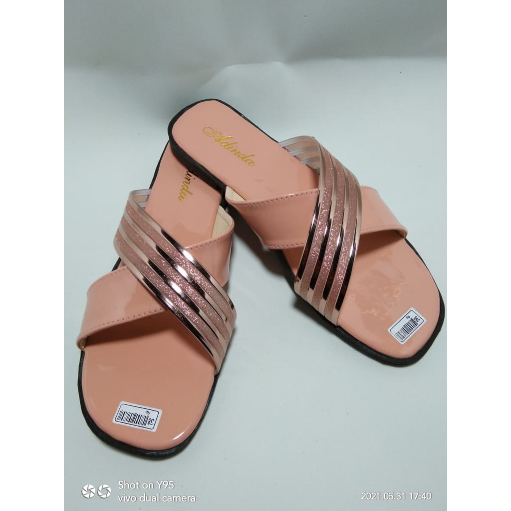 SANDAL TEPLEK ADINDA MOTIF JELLY SILANG TERBARU