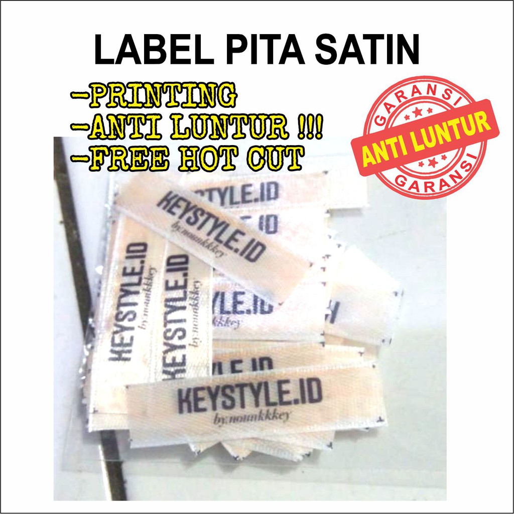

[Min 1000 pcs] Label Berwarna Bahan Satin Printing Digital Pengganti Woven Subtitute ANTI LUNTUR