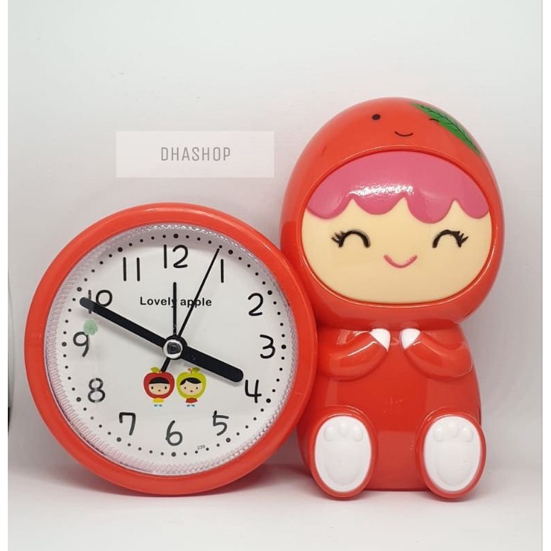 DHASHOP - Jam meja Weker Alarm Clock Karakter Lovely Apple