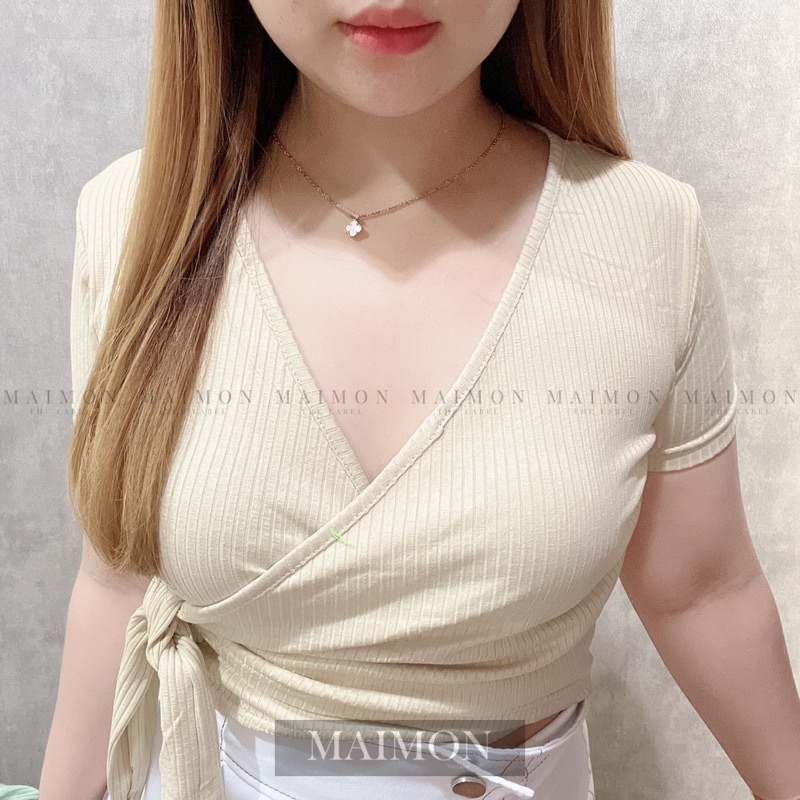 Pastel Knot Side Blouse | Atasan Wanita Korean Fashion | Maimon Grosir