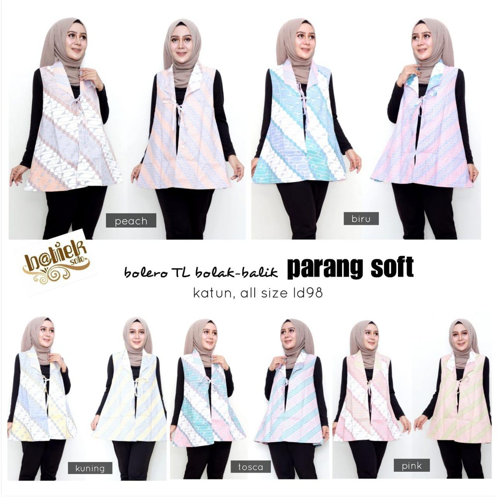 Bolero TL Bolak Balik Parang Soft Outer Cardi Pastel 2in1 Modern Seragam Kantor Cardigan