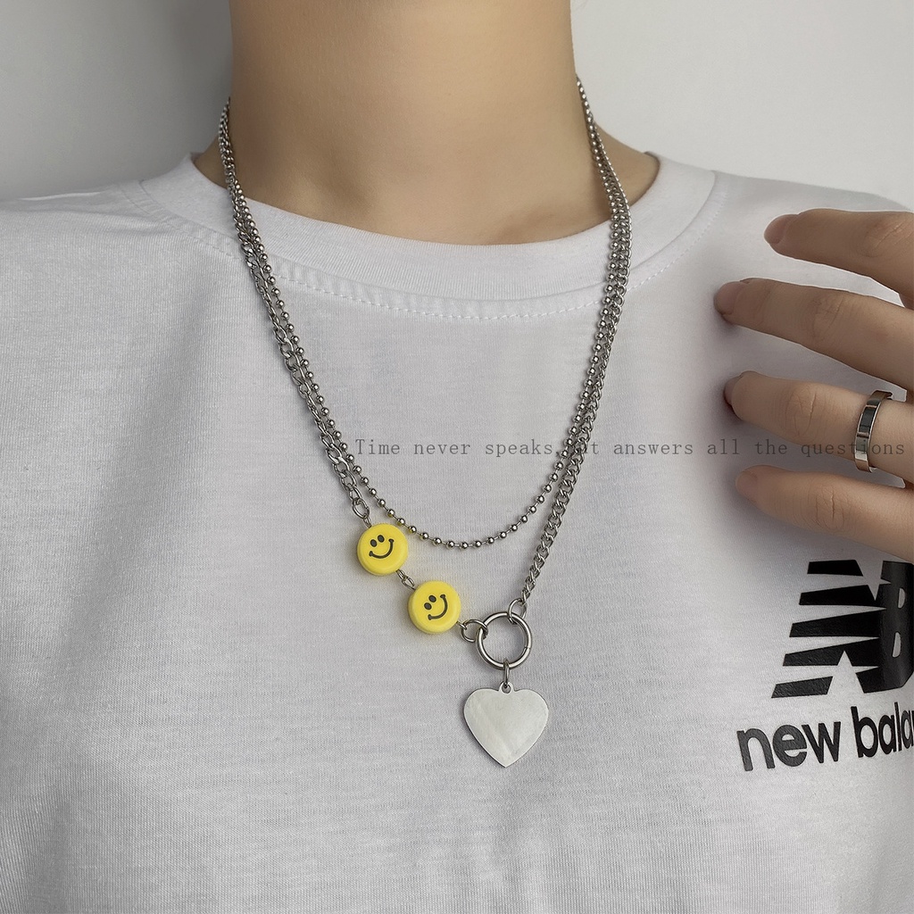 Niche in hip hop Hong Kong jantung-berbentuk titanium steel kalung pria dan wanita sederhana dingin