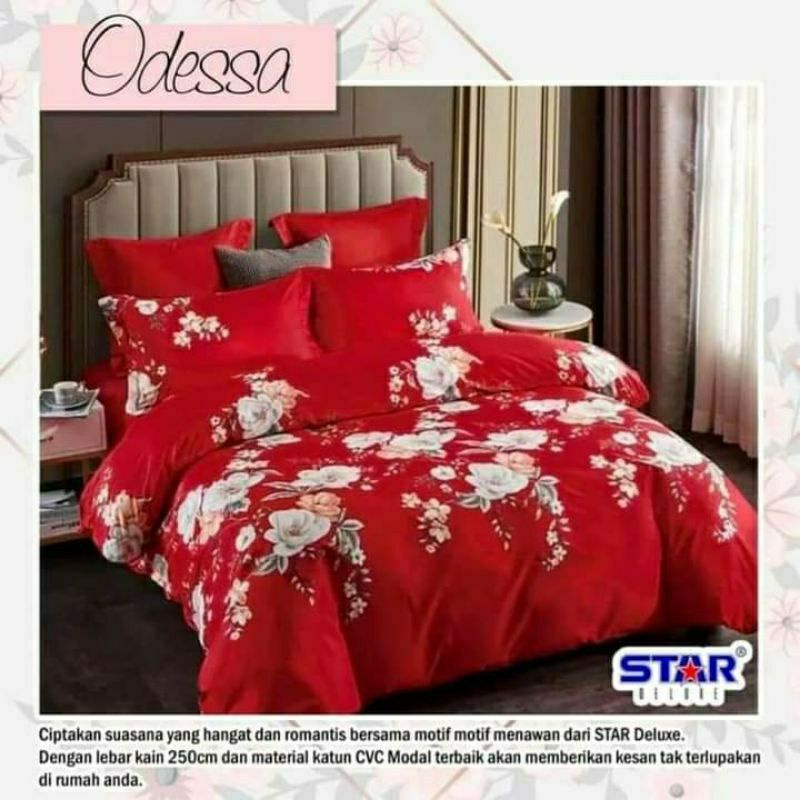 ✔TERLARIS‼ SPREI TEMPAHAN KATUN STAR ODESSA BUNGA MERAH/SPREI HOMEMADE KATUN STAR ODESSA BUNGA MERAH