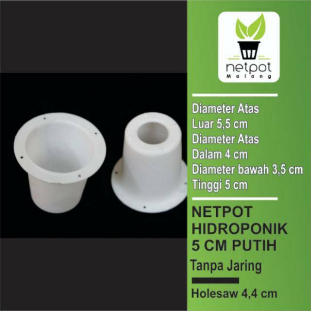 Netpot hidroponik  5cm tanpa  lubang  samping  putih Shopee 