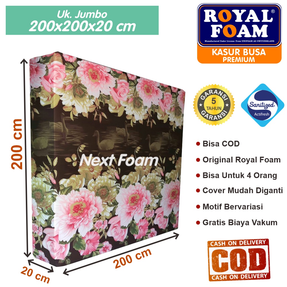 Kasur Busa Royal Foam Ukuran Jumbo 200x200x20 cm Tebal 20 cm D16 ORIGINAL Garansi 10 Tahun