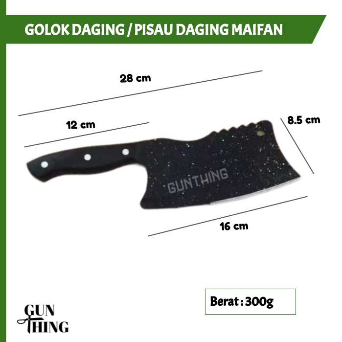 Pisau Daging Maifan / Pisau Daging Hitam Anti Lengket - Batu Maifan / Cleaver Daging, Martabak