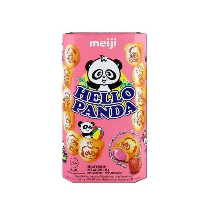 Hello Panda Biskuit Meiji Cheese Vanila Milk Cookies Cream Strawberry 45Gr