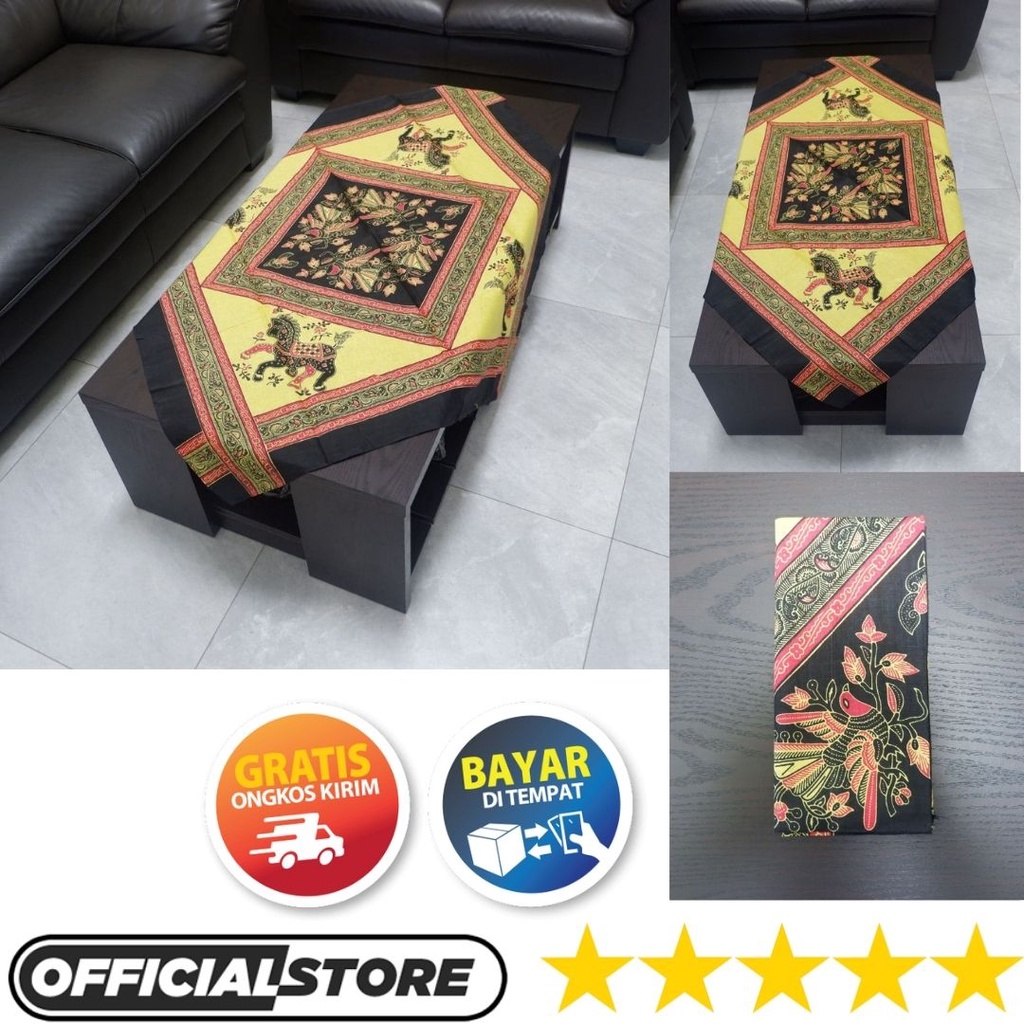 Taplak Meja Kain Set Batik Ruang Tamu Persegi Empat Kotak Ukuran 100 x 100 Bahan Katun Halus Table R