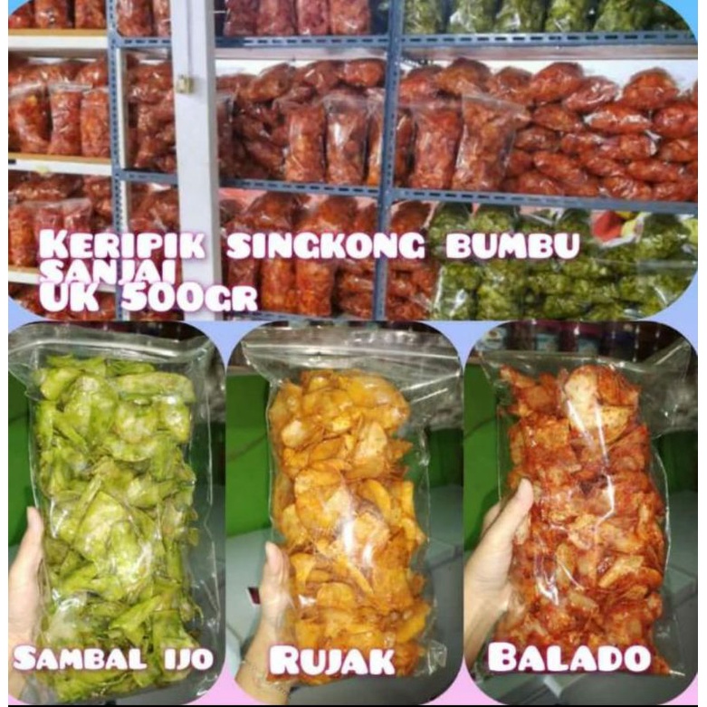 

kripik singkong rasa pedas manis rujak, balado, cabe ijo