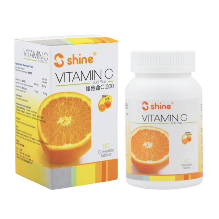 Shine Vitamin C 500 Plus / Vitamin C Tablet Kunyah / Suplemen Makanan