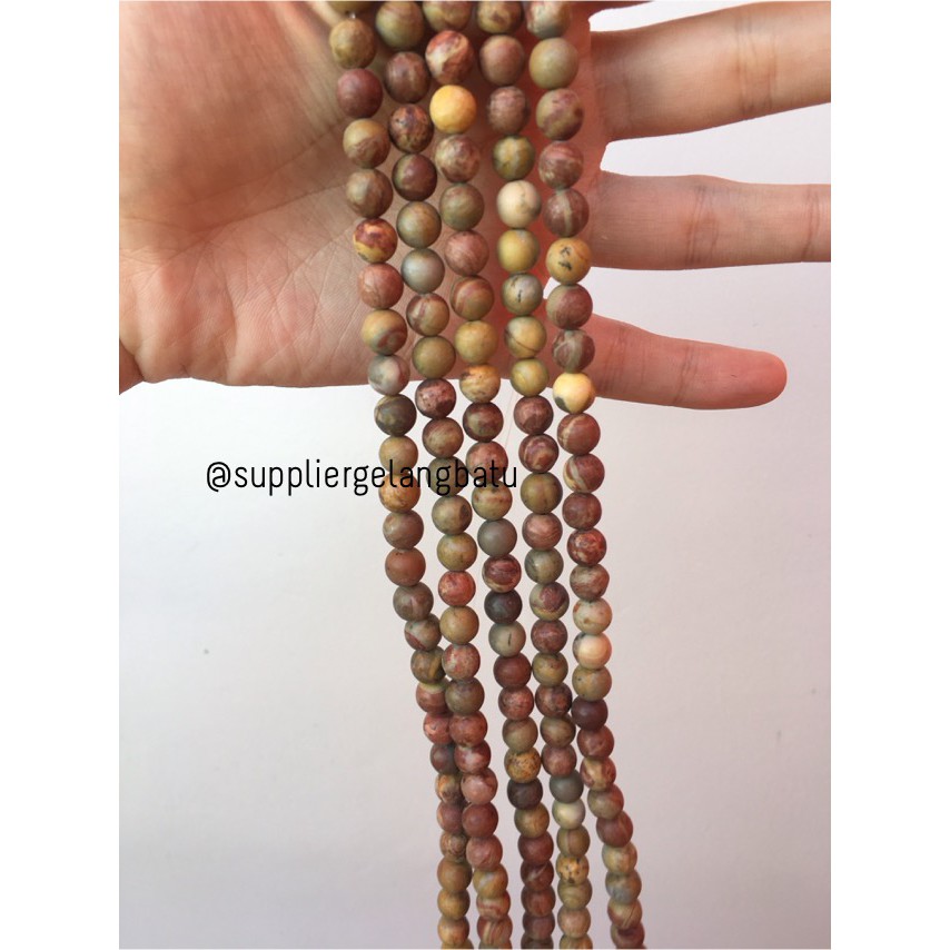 bahan yellow jasper kuning 8mm kaokah natural renceng asli batu alam aksesoris gelang kalung paket