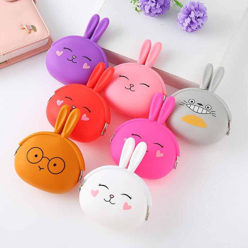 INDOMINI DOMPET KOIN SILIKON JELLY KARAKTER KELINCI BUNNY TEMPAT UANG COIN POUCH SERBAGUNA COD D028