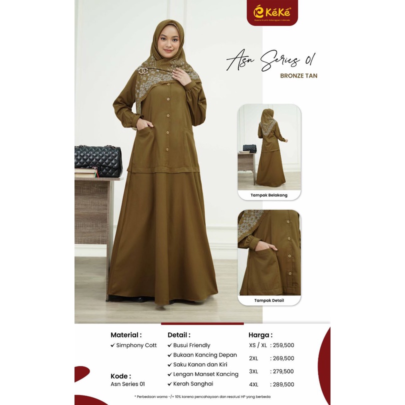 KEKE ASN SERIES BAJU GAMIS WANITA SERAGAM PNS