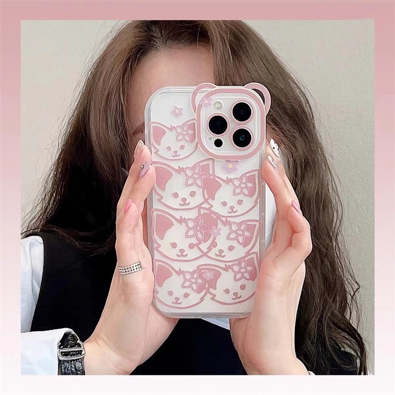 Soft Case Silikon TPU Desain Telinga Kucing Untuk iPhone 13 12 11 Pro Max X Xr Xs Max SE 2020 8 7 6 6s Plus