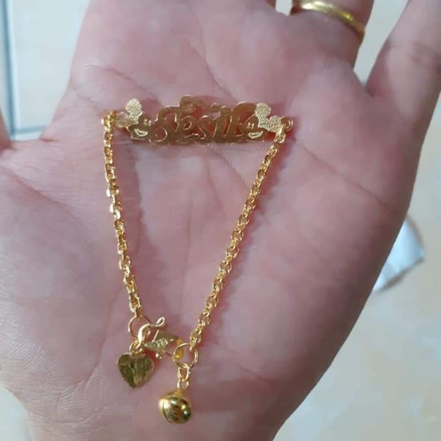 Gelang nama ibu dan anak sepuh emas perak asli