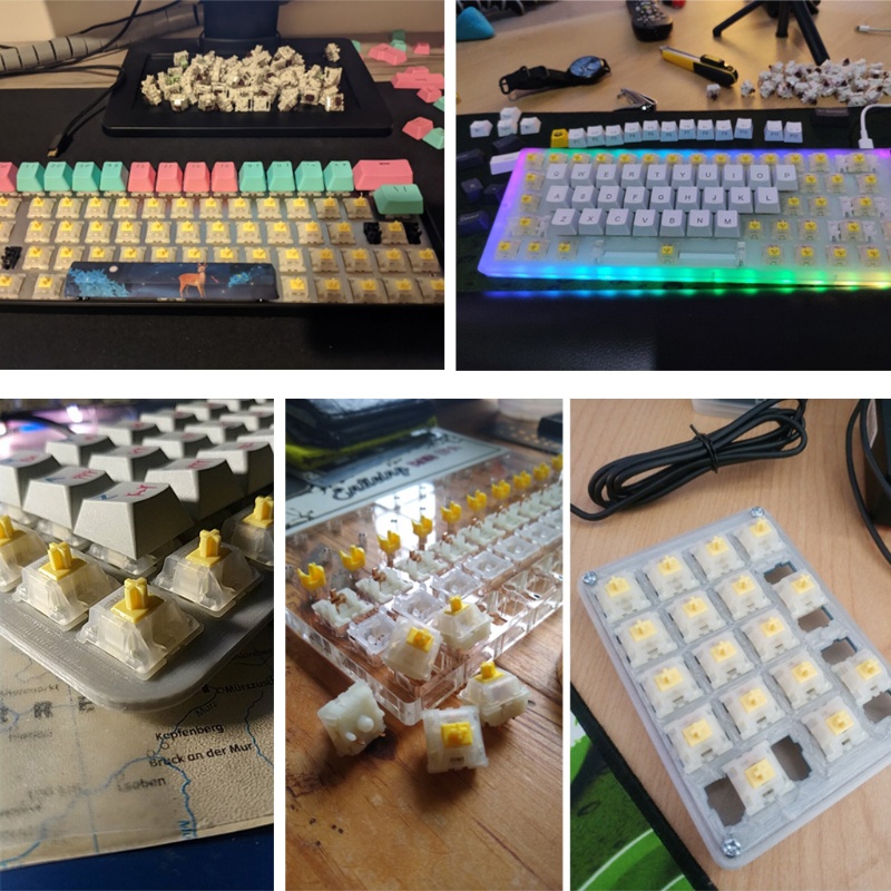 Btsg 10pcs Keyboard Mekanik Cherry Clone Gateron MX Switch Transparan Untuk Case MX Milky Yellow Switch Lighting Trans