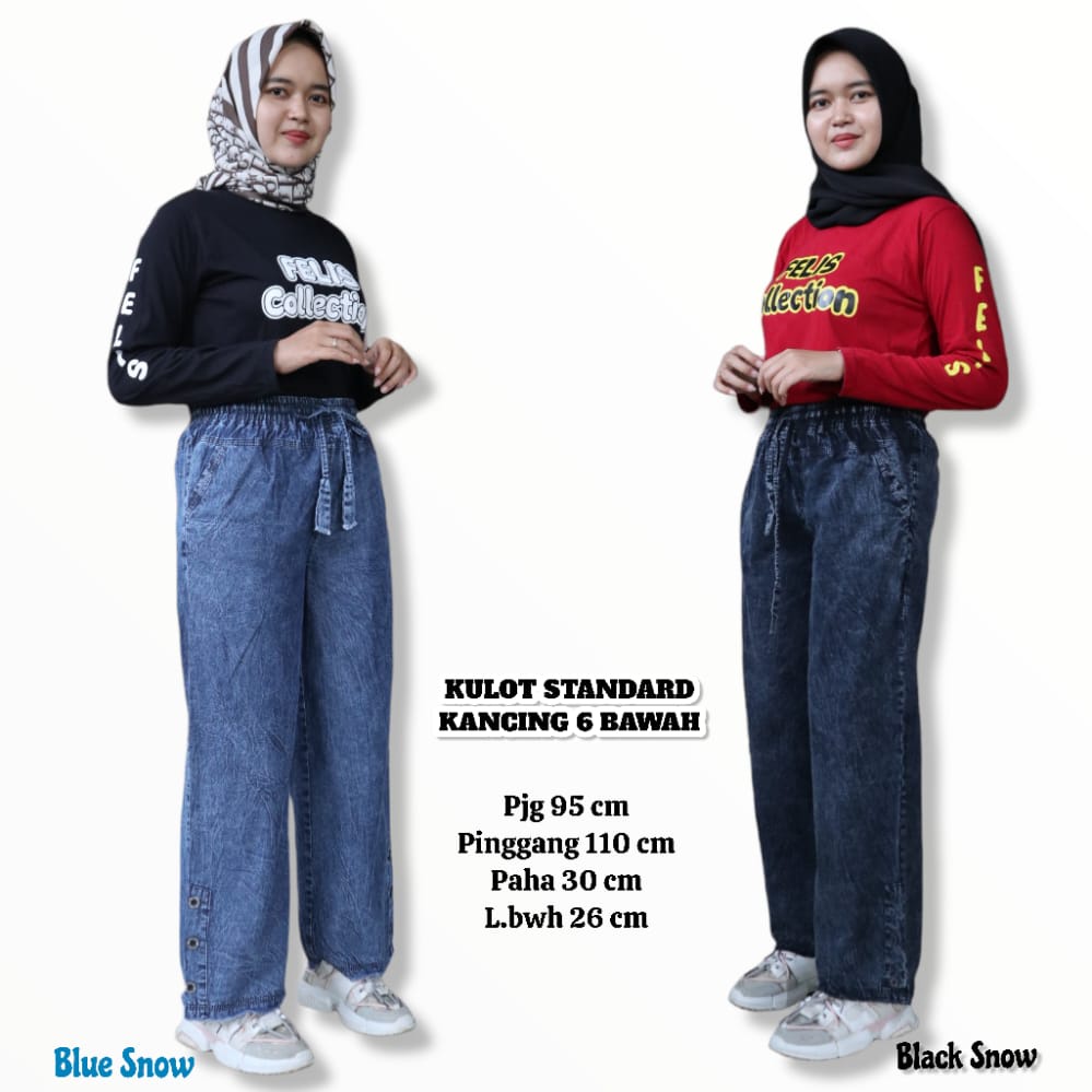 Jual Kulot Jeans Dewasa Variasi Kancing Bawah Rawis Ukuran Standar Dan ...