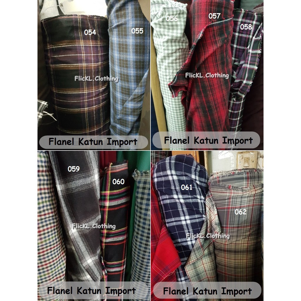 Bahan Kain Flanel Import Cotton Katun Kotak Kotak Kemeja Motif Corak