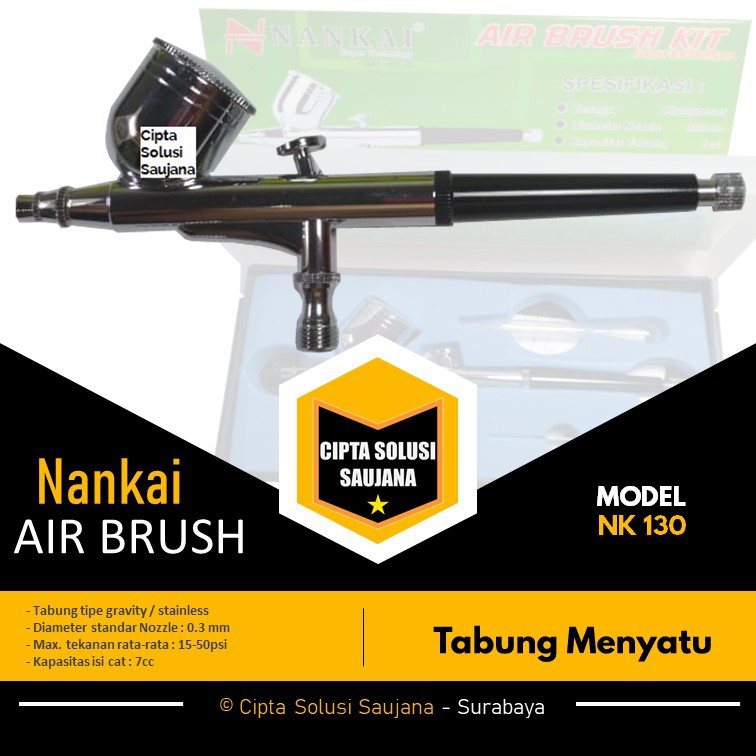 

AIR BRUSH KIT PEN BRUSH SPRAY GUN LUKIS SPED LUKIS NANKAI NK - 130 TABUNG MENYATU