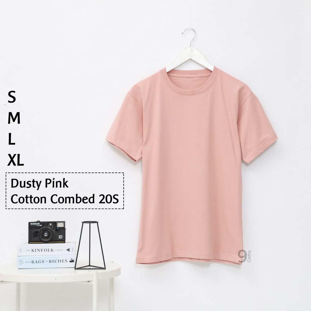 KAOS POLOS LENGAN PENDEK UNISEX COTTON COMBED 20S PREMIUM T-SHIRT-DUSTY PINK