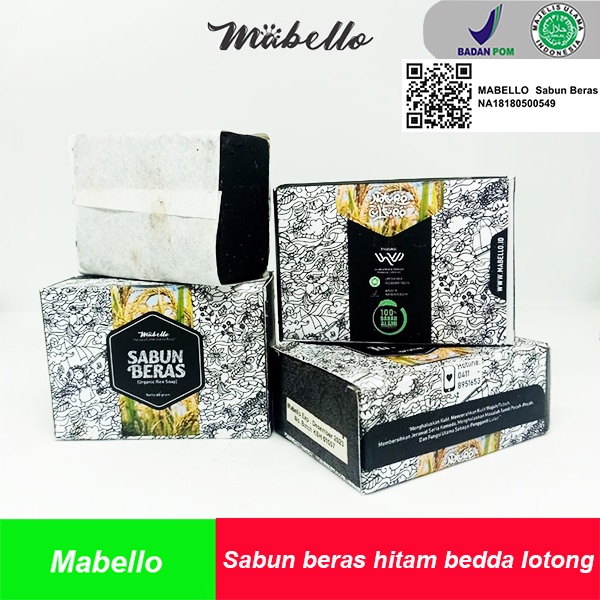 sabun pemutih badan dan wajah sabun beras hitam mabello sabun bedda lotong mabello mabelo halal dan BPOM